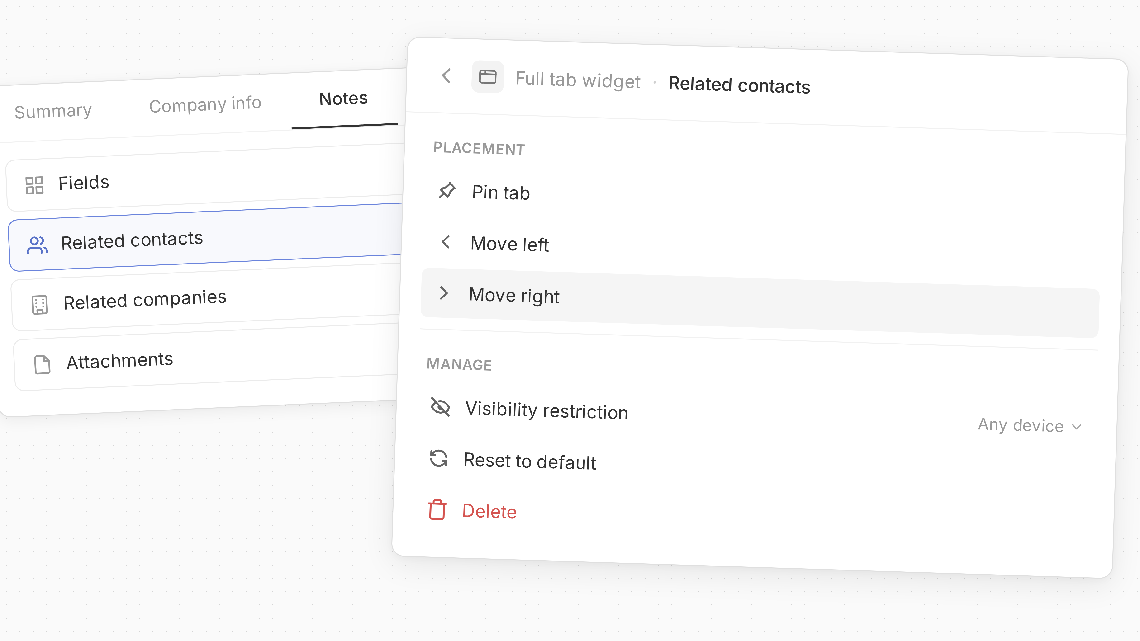 Reorganize tabs and sections more easily